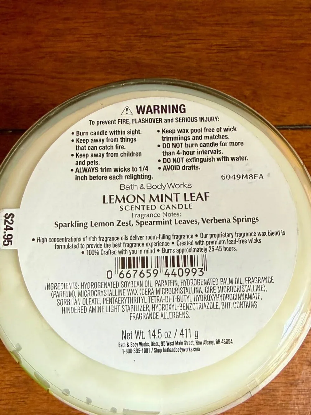NEW LEMON MINT LEAF 3-Wick Candle Bath & Body Works
